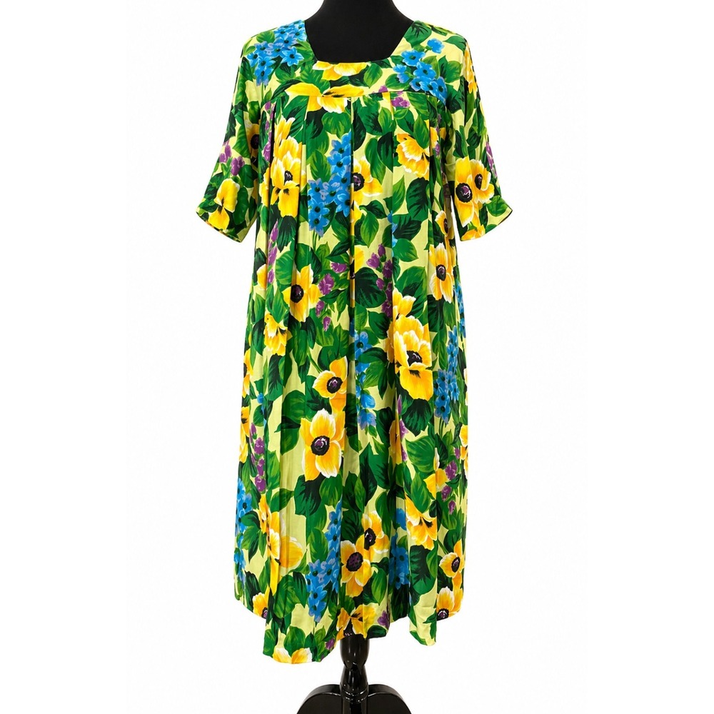 Vintage Sears Cottage Core Pleated House Dress Small Multicolor Floral Cotton